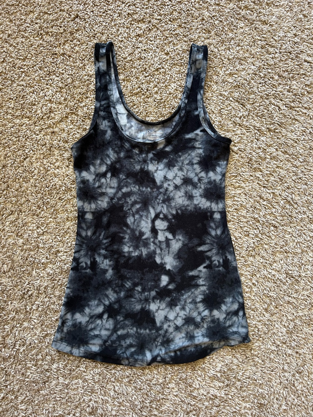 Black Tie-Dye Tank Top